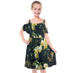 Yellow Snowballs Ii Kids  Cut Out Shoulders Chiffon Dress