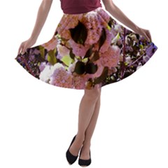 Pink Snowballs A-line Skater Skirt by okhismakingart