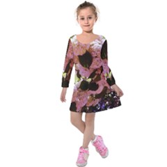 Pink Snowballs Kids  Long Sleeve Velvet Dress