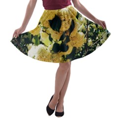 Yellow Snowballs A-line Skater Skirt by okhismakingart