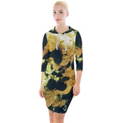 Yellow Snowballs Quarter Sleeve Hood Bodycon Dress