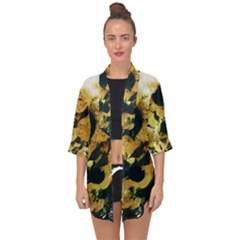 Yellow Snowballs Open Front Chiffon Kimono by okhismakingart