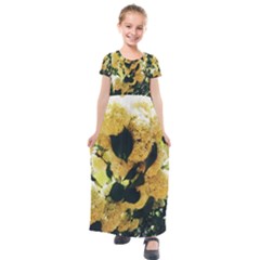 Yellow Snowballs Kids  Short Sleeve Maxi Dress by okhismakingart