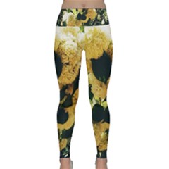 Yellow Snowballs Lightweight Velour Classic Yoga Leggings by okhismakingart