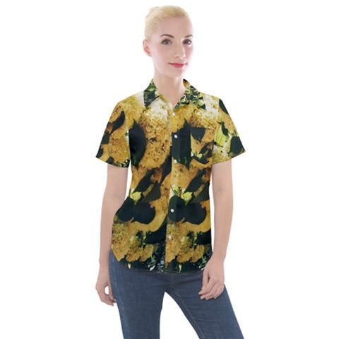 Yellow Snowballs Women s Short Sleeve Pocket Shirt by okhismakingart