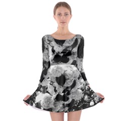 Black And White Snowballs Long Sleeve Skater Dress by okhismakingart