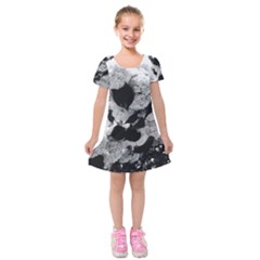 Black And White Snowballs Kids  Short Sleeve Velvet Dress