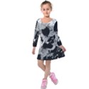 Black and White Snowballs Kids  Long Sleeve Velvet Dress View1