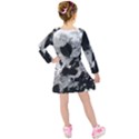 Black and White Snowballs Kids  Long Sleeve Velvet Dress View2