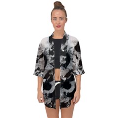 Black And White Snowballs Open Front Chiffon Kimono by okhismakingart