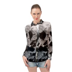 Black And White Snowballs Long Sleeve Chiffon Shirt