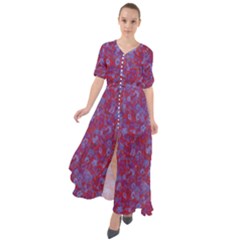 Wine Purple Spring Floral   Waist Tie Boho Maxi Dress