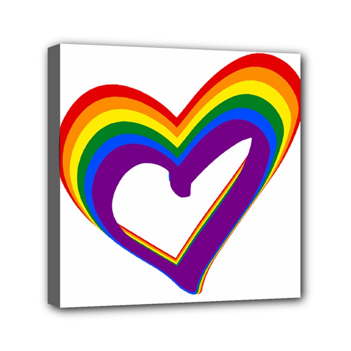 Rainbow Heart Colorful LGBT Rainbow Flag Colors Gay Pride Support Mini Canvas 6  x 6  (Stretched)