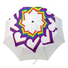 Rainbow Heart Colorful Lgbt Rainbow Flag Colors Gay Pride Support Folding Umbrellas by yoursparklingshop