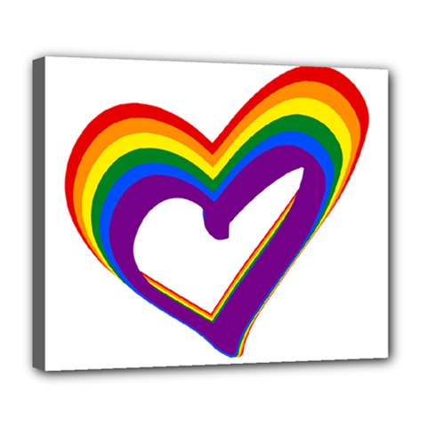 Rainbow Heart Colorful Lgbt Rainbow Flag Colors Gay Pride Support Deluxe Canvas 24  X 20  (stretched) by yoursparklingshop