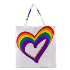 Rainbow Heart Colorful Lgbt Rainbow Flag Colors Gay Pride Support Grocery Tote Bag by yoursparklingshop