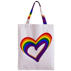 Rainbow Heart Colorful Lgbt Rainbow Flag Colors Gay Pride Support Zipper Classic Tote Bag by yoursparklingshop