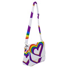 Rainbow Heart Colorful Lgbt Rainbow Flag Colors Gay Pride Support Shoulder Bag With Back Zipper