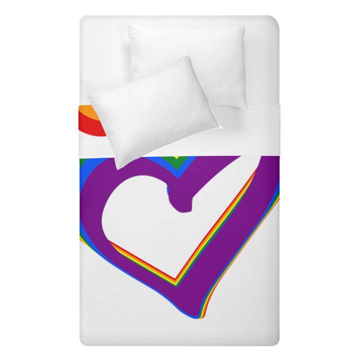 Rainbow Heart Colorful LGBT Rainbow Flag Colors Gay Pride Support Duvet Cover Double Side (Single Size)