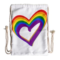 Rainbow Heart Colorful Lgbt Rainbow Flag Colors Gay Pride Support Drawstring Bag (large)