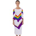 Rainbow Heart Colorful LGBT Rainbow Flag Colors Gay Pride Support Quarter Sleeve Midi Bodycon Dress View1