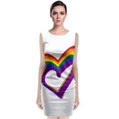 Rainbow Heart Colorful Lgbt Rainbow Flag Colors Gay Pride Support Sleeveless Velvet Midi Dress by yoursparklingshop