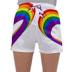 Rainbow Heart Colorful Lgbt Rainbow Flag Colors Gay Pride Support Sleepwear Shorts by yoursparklingshop