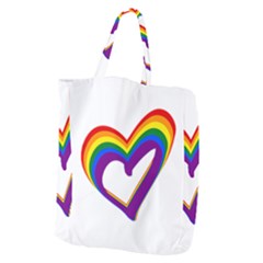 Rainbow Heart Colorful Lgbt Rainbow Flag Colors Gay Pride Support Giant Grocery Tote by yoursparklingshop