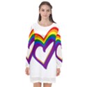 Rainbow Heart Colorful LGBT Rainbow Flag Colors Gay Pride Support Long Sleeve Chiffon Shift Dress  View1