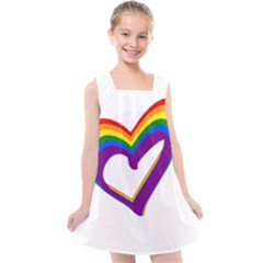 Rainbow Heart Colorful Lgbt Rainbow Flag Colors Gay Pride Support Kids  Cross Back Dress by yoursparklingshop