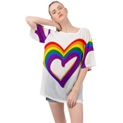 Rainbow Heart Colorful Lgbt Rainbow Flag Colors Gay Pride Support Oversized Chiffon Top by yoursparklingshop