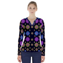 Wishing Up On The Most Beautiful Star V-neck Long Sleeve Top by pepitasart