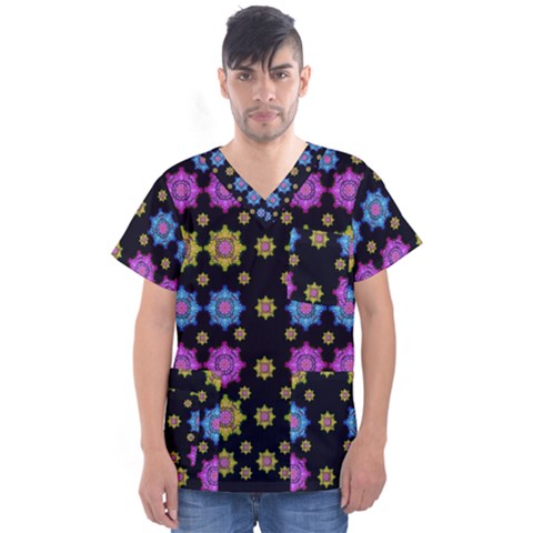 Wishing Up On The Most Beautiful Star Men s V-neck Scrub Top by pepitasart