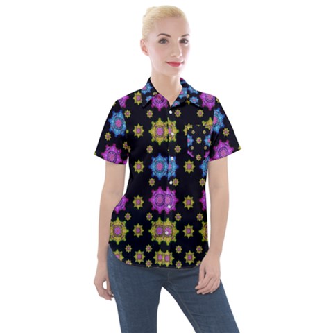 Wishing Up On The Most Beautiful Star Women s Short Sleeve Pocket Shirt by pepitasart