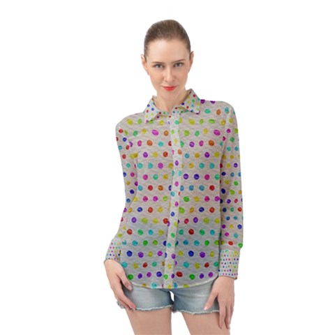 Social Disease - Polka Dot Design Long Sleeve Chiffon Shirt by WensdaiAmbrose