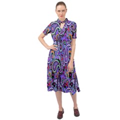 Paisley 2 Keyhole Neckline Chiffon Dress