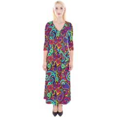 Paisley 3 Quarter Sleeve Wrap Maxi Dress