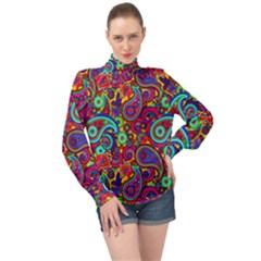 Paisley 3 High Neck Long Sleeve Chiffon Top