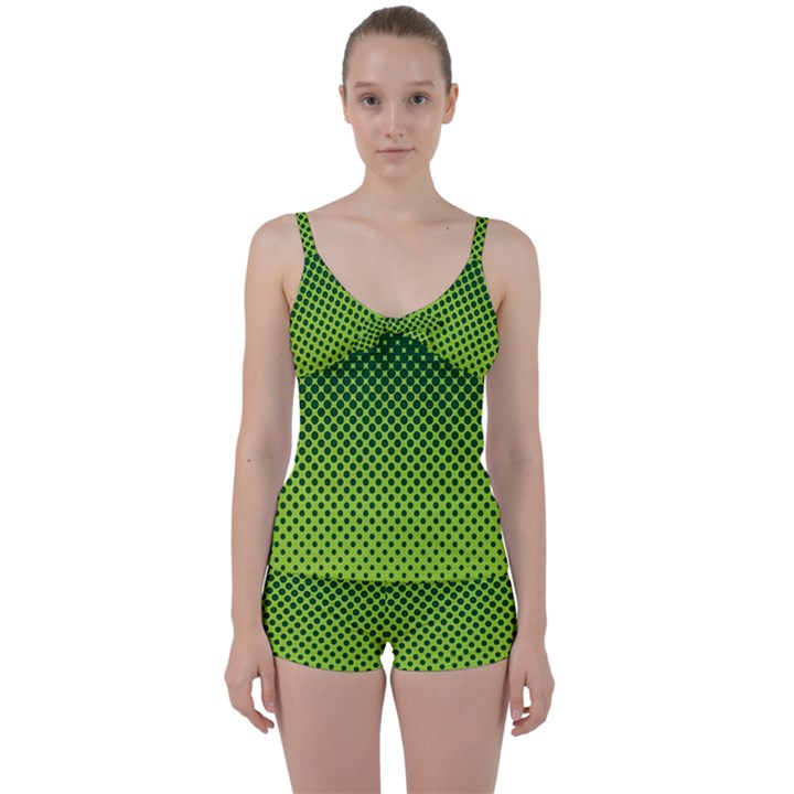 Nothing But Bogus - Lime Green Tie Front Two Piece Tankini