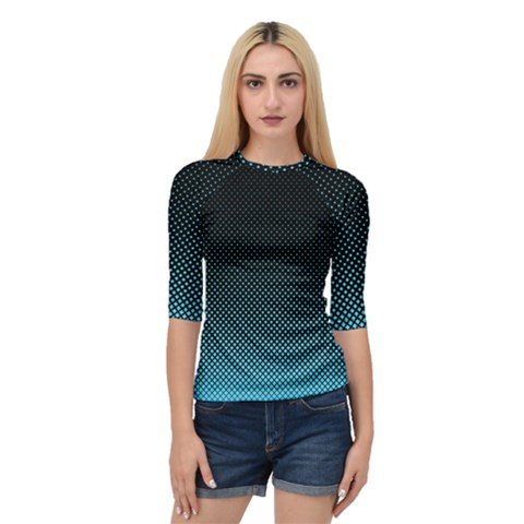 Sharp - Turquoise Halftone Quarter Sleeve Raglan Tee by WensdaiAmbrose