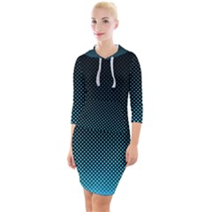 Sharp - Turquoise Halftone Quarter Sleeve Hood Bodycon Dress by WensdaiAmbrose