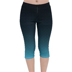 Sharp - Turquoise Halftone Velvet Capri Leggings  by WensdaiAmbrose