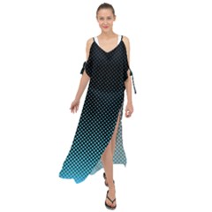 Sharp - Turquoise Halftone Maxi Chiffon Cover Up Dress by WensdaiAmbrose