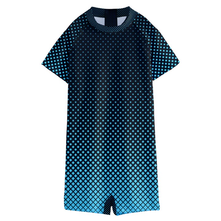 Sharp - Turquoise Halftone Kids  Boyleg Half Suit Swimwear