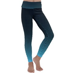 Sharp - Turquoise Halftone Kids  Lightweight Velour Classic Yoga Leggings by WensdaiAmbrose