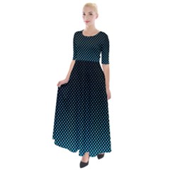 Sharp - Turquoise Halftone Half Sleeves Maxi Dress by WensdaiAmbrose