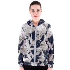 High Contrast Black And White Snowballs Women s Zipper Hoodie