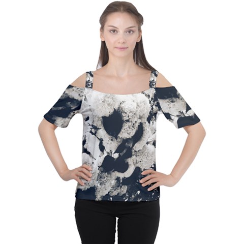 High Contrast Black And White Snowballs Cutout Shoulder Tee by okhismakingart