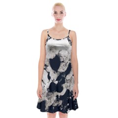 High Contrast Black And White Snowballs Spaghetti Strap Velvet Dress