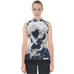 High Contrast Black And White Snowballs Mock Neck Shell Top by okhismakingart